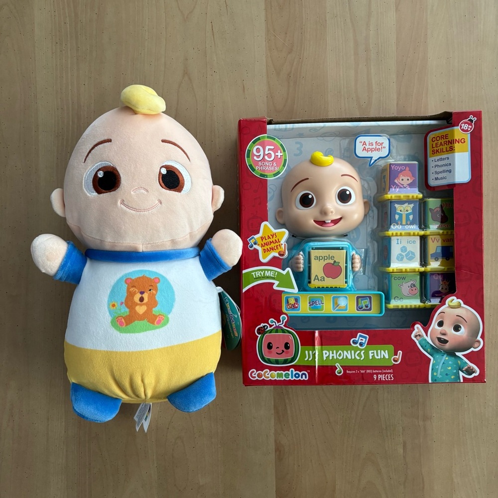 COCOMELON Bundle. Squishmallows Stuffie & Phonics Game. Brand New. See Photos.